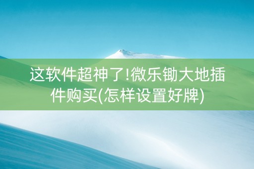 这软件超神了!微乐锄大地插件购买(怎样设置好牌)