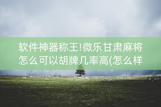 软件神器称王!微乐甘肃麻将怎么可以胡牌几率高(怎么样来好牌)