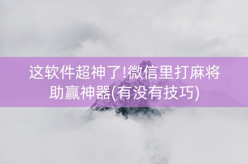 这软件超神了!微信里打麻将助赢神器(有没有技巧)