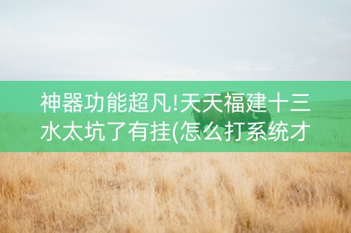 神器功能超凡!天天福建十三水太坑了有挂(怎么打系统才能给好牌)