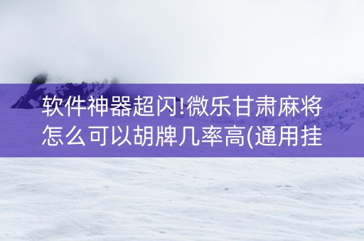 软件神器超闪!微乐甘肃麻将怎么可以胡牌几率高(通用挂软件多少钱)