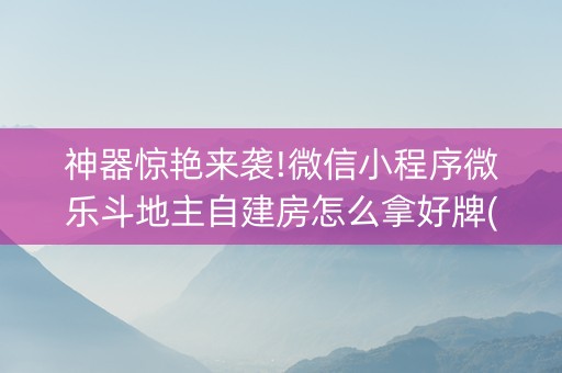 神器惊艳来袭!微信小程序微乐斗地主自建房怎么拿好牌(充会员胜率高)