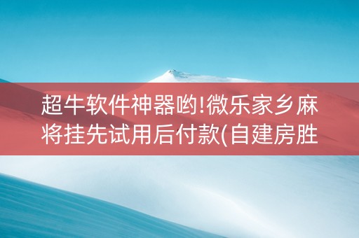 超牛软件神器哟!微乐家乡麻将挂先试用后付款(自建房胜负规律)