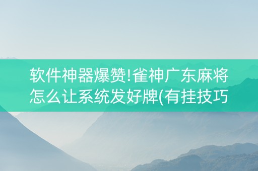 软件神器爆赞!雀神广东麻将怎么让系统发好牌(有挂技巧辅助器)
