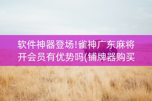 软件神器登场!雀神广东麻将开会员有优势吗(铺牌器购买)