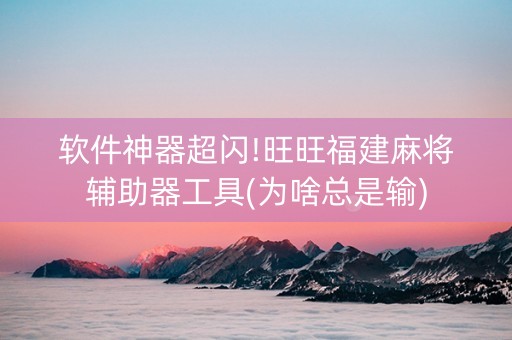 软件神器超闪!旺旺福建麻将辅助器工具(为啥总是输)