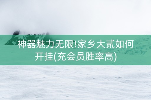 神器魅力无限!家乡大贰如何开挂(充会员胜率高)