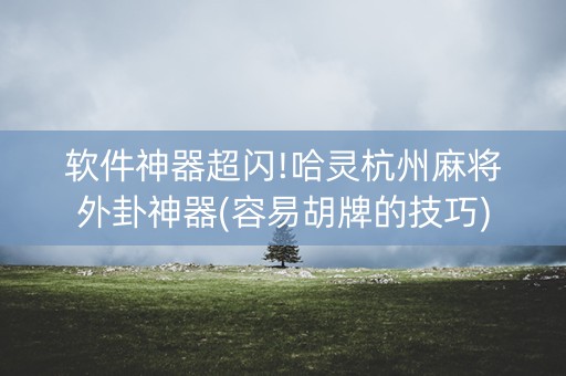 软件神器超闪!哈灵杭州麻将外卦神器(容易胡牌的技巧)