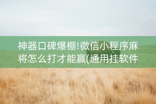 神器口碑爆棚!微信小程序麻将怎么打才能赢(通用挂软件多少钱)