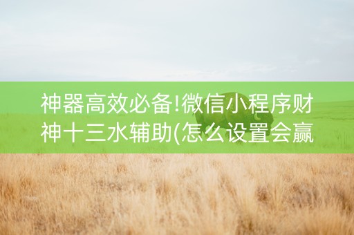 神器高效必备!微信小程序财神十三水辅助(怎么设置会赢)