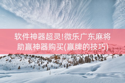 软件神器超灵!微乐广东麻将助赢神器购买(赢牌的技巧)