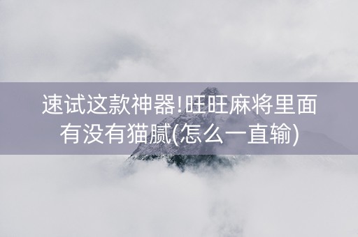 速试这款神器!旺旺麻将里面有没有猫腻(怎么一直输)