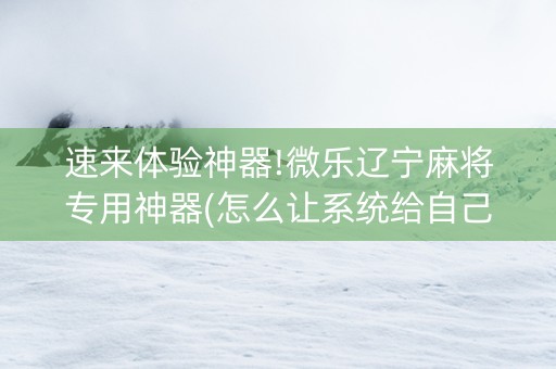 速来体验神器!微乐辽宁麻将专用神器(怎么让系统给自己好牌)