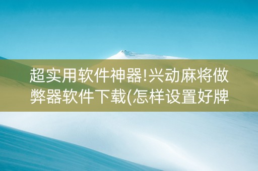 超实用软件神器!兴动麻将做弊器软件下载(怎样设置好牌)