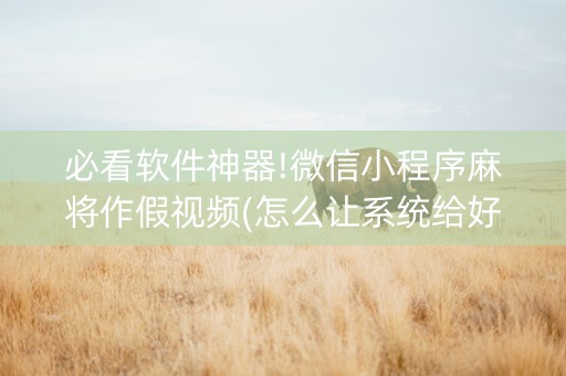 必看软件神器!微信小程序麻将作假视频(怎么让系统给好牌)