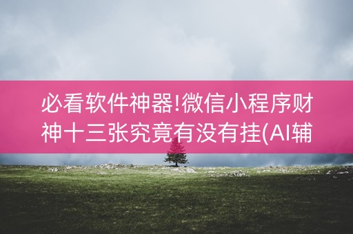 必看软件神器!微信小程序财神十三张究竟有没有挂(AI辅助胡牌规则)