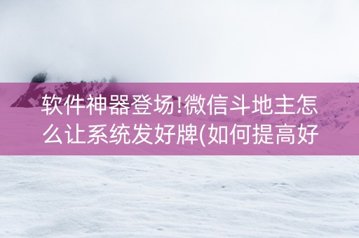 软件神器登场!微信斗地主怎么让系统发好牌(如何提高好牌几率)