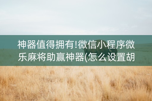 神器值得拥有!微信小程序微乐麻将助赢神器(怎么设置胡牌)