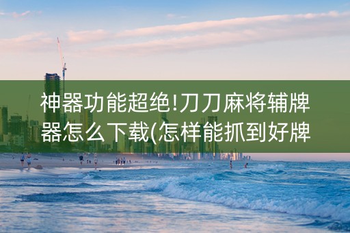神器功能超绝!刀刀麻将辅牌器怎么下载(怎样能抓到好牌)