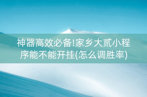 神器高效必备!家乡大贰小程序能不能开挂(怎么调胜率)
