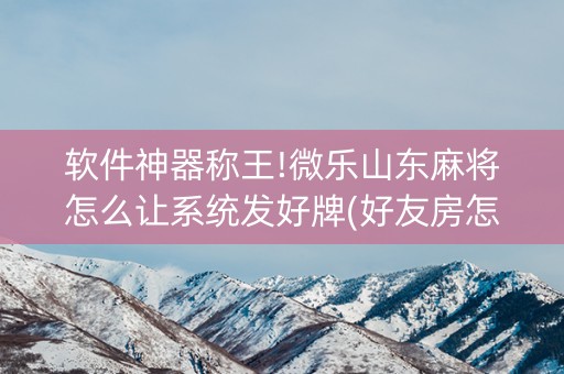 软件神器称王!微乐山东麻将怎么让系统发好牌(好友房怎么才能赢)