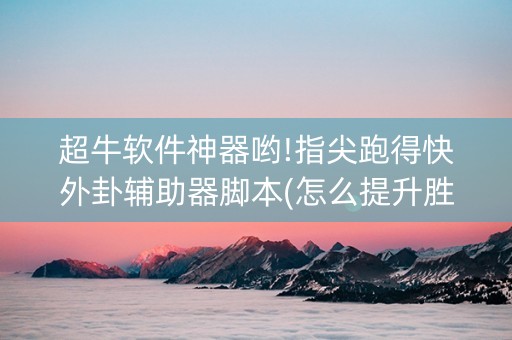 超牛软件神器哟!指尖跑得快外卦辅助器脚本(怎么提升胜率)
