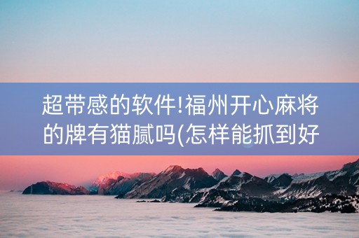 超带感的软件!福州开心麻将的牌有猫腻吗(怎样能抓到好牌)