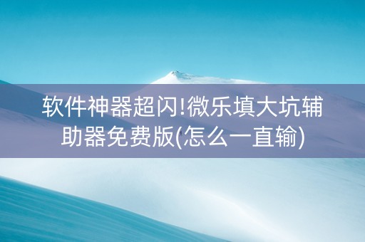 软件神器超闪!微乐填大坑辅助器免费版(怎么一直输)
