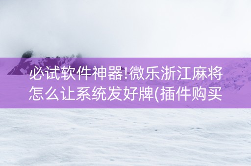 必试软件神器!微乐浙江麻将怎么让系统发好牌(插件购买输赢规律)