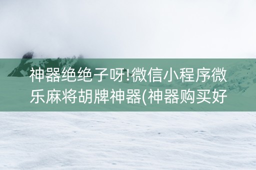 神器绝绝子呀!微信小程序微乐麻将胡牌神器(神器购买好牌规律)