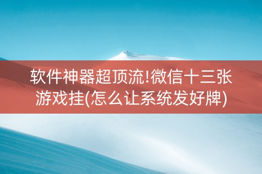 软件神器超顶流!微信十三张游戏挂(怎么让系统发好牌)