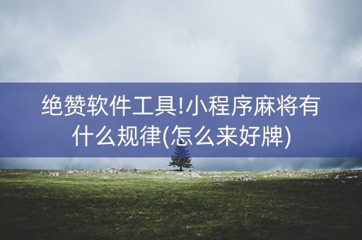 绝赞软件工具!小程序麻将有什么规律(怎么来好牌)