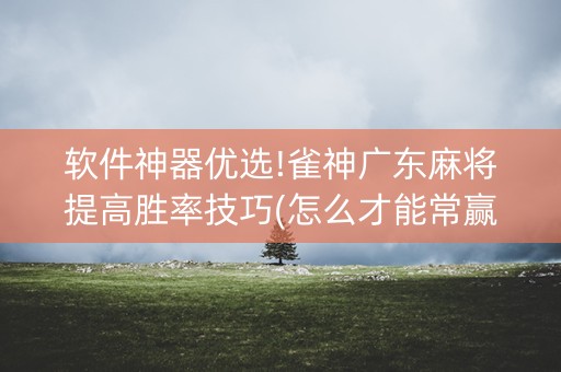软件神器优选!雀神广东麻将提高胜率技巧(怎么才能常赢)