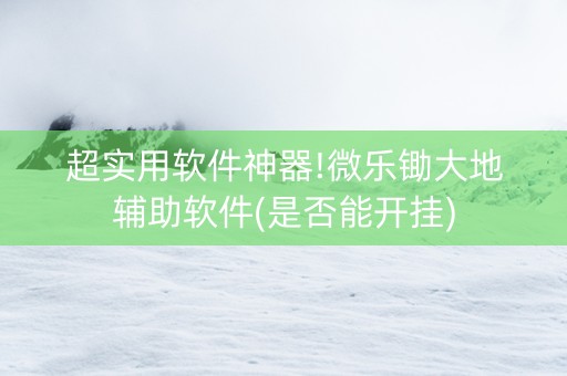 超实用软件神器!微乐锄大地辅助软件(是否能开挂)