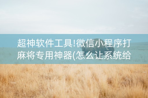 超神软件工具!微信小程序打麻将专用神器(怎么让系统给你发好牌)
