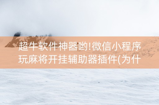 超牛软件神器哟!微信小程序玩麻将开挂辅助器插件(为什么总是输)