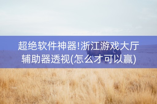 超绝软件神器!浙江游戏大厅辅助器透视(怎么才可以赢)