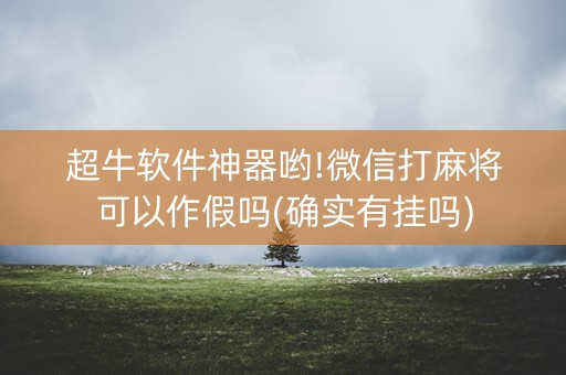 超牛软件神器哟!微信打麻将可以作假吗(确实有挂吗)