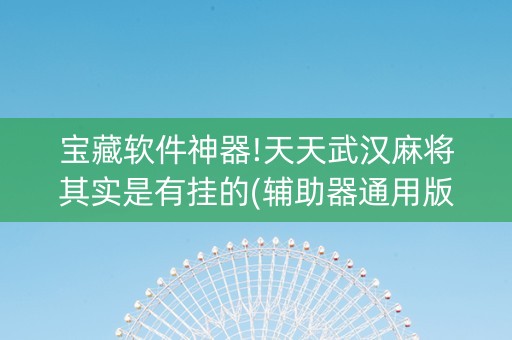 宝藏软件神器!天天武汉麻将其实是有挂的(辅助器通用版)