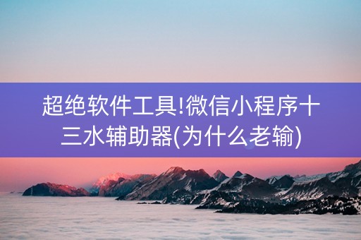 超绝软件工具!微信小程序十三水辅助器(为什么老输)