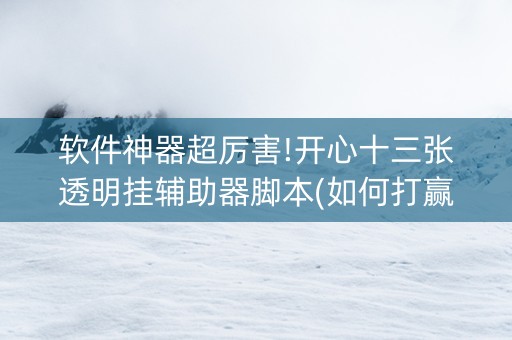 软件神器超厉害!开心十三张透明挂辅助器脚本(如何打赢有插件吗)