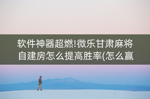 软件神器超燃!微乐甘肃麻将自建房怎么提高胜率(怎么赢得多)