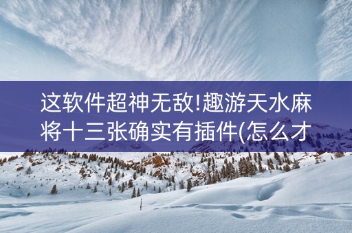 这软件超神无敌!趣游天水麻将十三张确实有插件(怎么才能常赢)