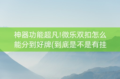 神器功能超凡!微乐双扣怎么能分到好牌(到底是不是有挂)