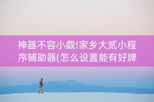神器不容小觑!家乡大贰小程序辅助器(怎么设置能有好牌)