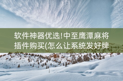 软件神器优选!中至鹰潭麻将插件购买(怎么让系统发好牌)