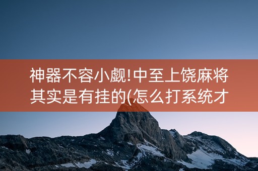 神器不容小觑!中至上饶麻将其实是有挂的(怎么打系统才能给好牌)