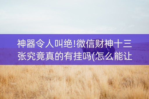 神器令人叫绝!微信财神十三张究竟真的有挂吗(怎么能让牌好一点)
