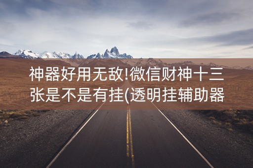 神器好用无敌!微信财神十三张是不是有挂(透明挂辅助器)