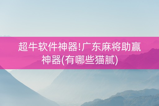 超牛软件神器!广东麻将助赢神器(有哪些猫腻)